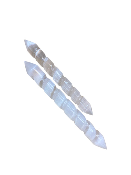 Selenite Crystal Spiral Wand